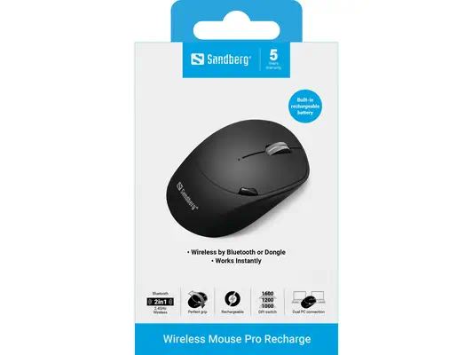 Sandberg 631-02 souris Bureau Droitier RF sans fil + Bluetooth 1600 DPI - Souris - visuel 6