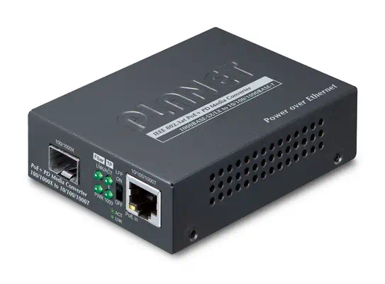 PLANET 802.3at PoE+ PD convertisseur de support réseau 2000 Mbit/s Noir - Accessoire Réseau - visuel 1