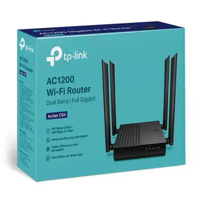 TP-Link Archer C64 routeur sans fil Gigabit Ethernet Bi-bande (2,4 GHz / 5 GHz) Noir - Routeur - visuel 4
