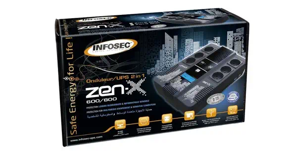 Infosec Zen-X 800 alimentation d'énergie non interruptible Interactivité de ligne 0,8 kVA 0,48 W 6 s - Onduleur - visuel 3