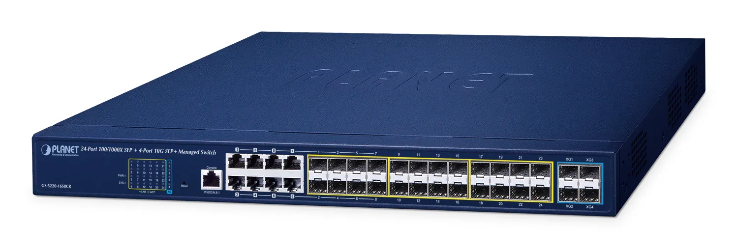 PLANET GS-5220-16S8CR commutateur réseau Géré L2+ Gigabit Ethernet (10/100/1000) 1U Bleu - Switchs et Hubs - visuel 1
