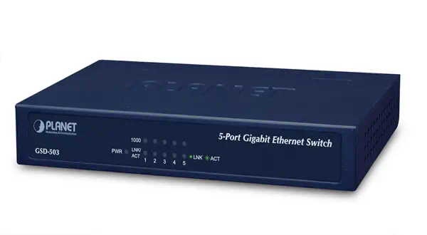 PLANET GSD-503 commutateur réseau Gigabit Ethernet (10/100/1000) Bleu - Switchs et Hubs - visuel 1