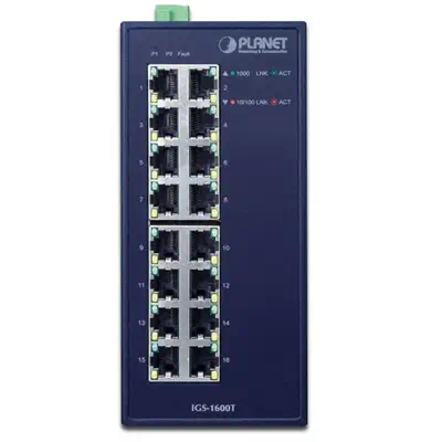 PLANET IGS-1600T commutateur réseau Non-géré L2 Gigabit Ethernet (10/100/1000) Bleu - Switchs et Hubs - visuel 2