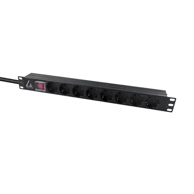 Lanview LVR-2MSCH-SCH-C13-8 unité de distribution d'énergie 8 sortie(s) CA 1U Noir - Rack et Armoire - visuel 1