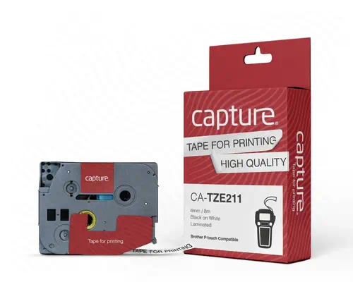 Capture CA-TZE211 ruban d'étiquette Noir sur blanc - Ruban - visuel 1