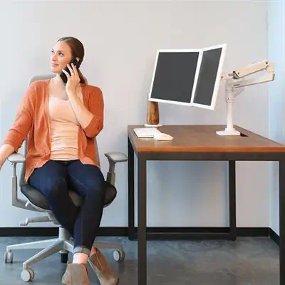 Ergotron LX Series 45-492-216 support d'écran plat pour bureau 61 cm (24") Blanc - Support Fixe & Mobile - visuel 4