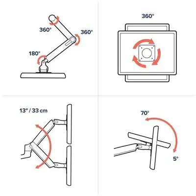 Ergotron LX Series 45-492-216 support d'écran plat pour bureau 61 cm (24") Blanc - Support Fixe & Mobile - visuel 6