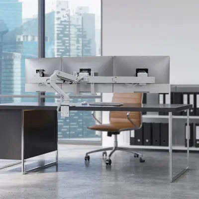 Ergotron Barre tri-écrans pour bras HX - Support Fixe & Mobile - visuel 3