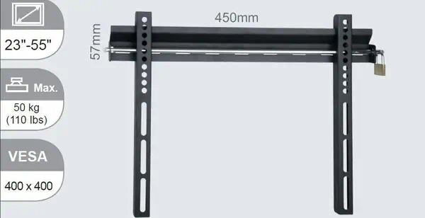 Vivolink VLMW2355 support pour téléviseur 139,7 cm (55") Noir - Accessoire Affichage - visuel 2