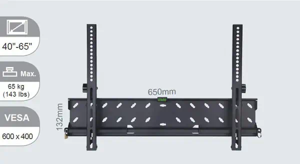 Vivolink VLMW4065T support pour téléviseur 165,1 cm (65") Noir - Accessoire Affichage - visuel 1