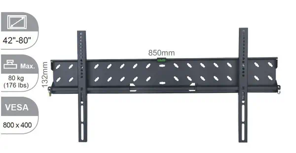 Vivolink VLMW4280 support pour téléviseur 2,03 m (80") Noir - Accessoire Affichage - visuel 2