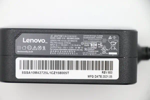 Lenovo 01FR146 adaptateur de puissance & onduleur Intérieure 65 W Noir - Chargeur et alimentation - visuel 6