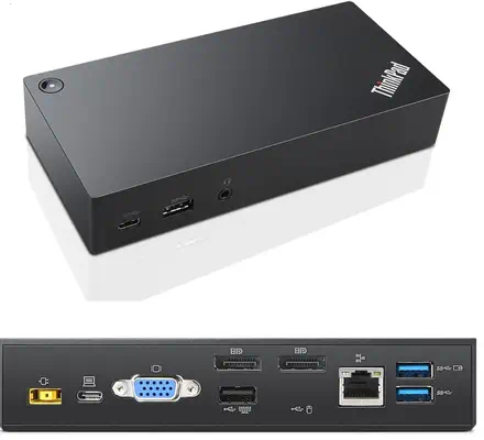 Lenovo 03X7194 station d'accueil Avec fil USB 3.2 Gen 1 (3.1 Gen 1) Type-C Noir - Station d'accueil pour portable - visuel 1