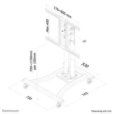 Neomounts PLASMA-M1200 Chariot pour écran 42-70" - Support Fixe & Mobile - visuel 9