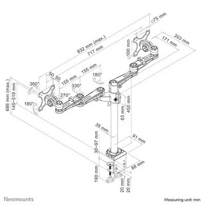 Neomounts FPMA-D935D Support d'écran à fixer 14-27" - Accessoire Moniteur - visuel 8
