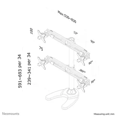 Neomounts FPMA-D700DD4 Support d'écran à poser 19-30" - Support Fixe & Mobile - visuel 6