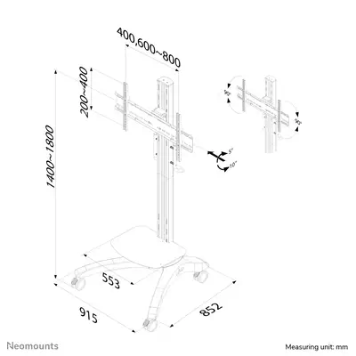 Neomounts PLASMA-M2000 Chariot pour écran 37-85" - Support Fixe & Mobile - visuel 3