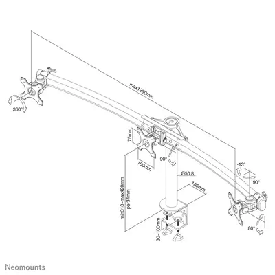 Neomounts FPMA-D700D3 Support d'écran à fixer 10-27" - Support Fixe & Mobile - visuel 1