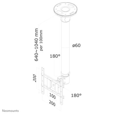 Vente NEOMOUNTS Flatscreen Ceiling Mount Height: 64-105cm Neomounts au meilleur prix - visuel 10
