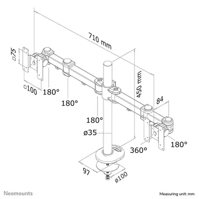 Neomounts FPMA-D960DG Support d'écran à fixer 10-27" - Support Fixe & Mobile - visuel 6