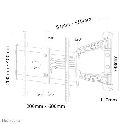 Neomounts LED-W700SILVER Support pour écran mural 32-60" - orientable - Support Fixe & Mobile - visuel 1