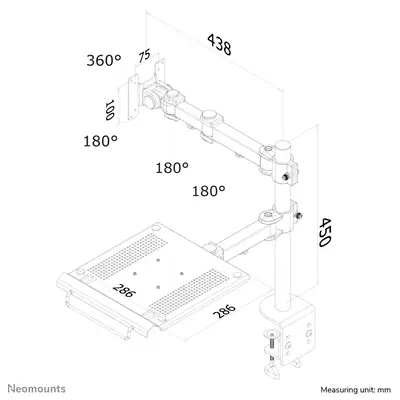 Neomounts FPMA-D960NOTEBOOK Support d'écran à fixer avec support pour ordinateur portable 10-27" - Support Fixe & Mobile - visuel 6