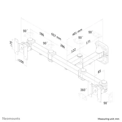 Neomounts FPMA-W960D Support mural double écrans 10-27" - orientable - Support Fixe & Mobile - visuel 6