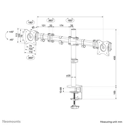 Neomounts NM-D135DBLACK Support d'écran à fixer 10-27" - Support Fixe & Mobile - visuel 2