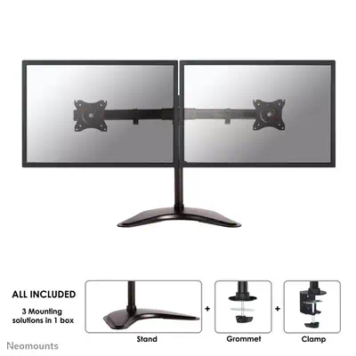 Revendeur officiel NEOMOUNTS Desk mount 10 - 27p 2 screens Black Max 16kg