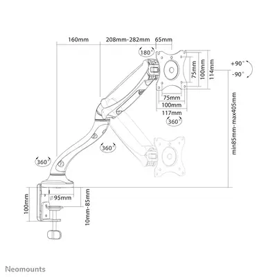 Neomounts NM-D500BLACK Support d'écran à fixer 10-30" - ressort à gaz - Support Fixe & Mobile - visuel 1