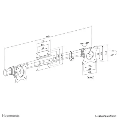 Neomounts FPMA-CB100BLACK Adaptateur pour 2 écrans avec barre transversale 10-27" - Accessoire ENI, TBI et VPI - visuel 8