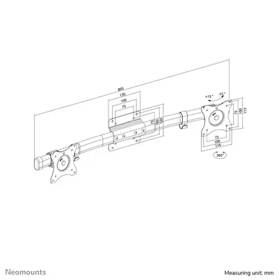 Neomounts FPMA-CB100BLACK Adaptateur pour 2 écrans avec barre transversale 10-27" - Support Fixe & Mobile - visuel 8