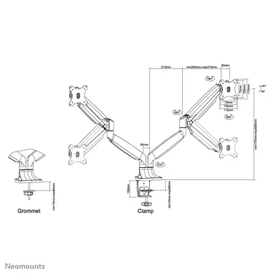 Neomounts NM-D750DSILVER Support d'écran à fixer 10-32" - ressort à gaz - Support Fixe & Mobile - visuel 1