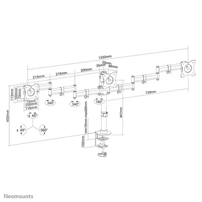 Neomounts NM-D135D3BLACK Support d'écran à fixer 10-27" - Support Fixe & Mobile - visuel 3