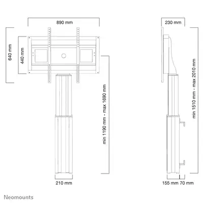 Neomounts PLASMA-W2500SILVER Socle pour écran 42-100" - mural - motorisé - Support Fixe & Mobile - visuel 7