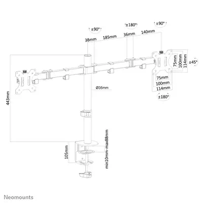 Neomounts FPMA-D550DBLACK Support d'écran à fixer 10-32" - Support Fixe & Mobile - visuel 1