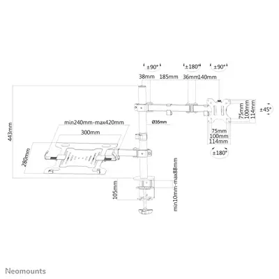 Neomounts FPMA-D550NOTEBOOK Support d'écran à fixer avec support pour ordinateur portable 10-32" - Support Fixe & Mobile - visuel 1