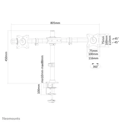 Vente NEOMOUNTS Flat Screen Desk Mount clamp/grommet Neomounts au meilleur prix - visuel 4