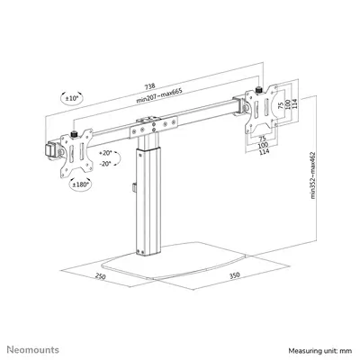 Neomounts FPMA-D865DBLACK Support d'écran à poser 10-27" - ressort à gaz - Support Fixe & Mobile - visuel 1