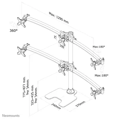 Neomounts FPMA-D700DD6 Support d'écran à poser 10-27" - Support Fixe & Mobile - visuel 6