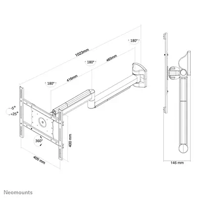 Neomounts FPMA-HAW050 Support mural pour écran médical 10-40" - orientable - Support Fixe & Mobile - visuel 1