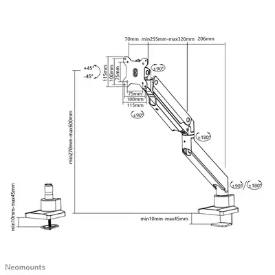 Neomounts NM-D775SILVER Support d'écran à fixer 10-32" - ressort à gaz - Topfix - arrêt 180° - Accessoire Moniteur - visuel 1