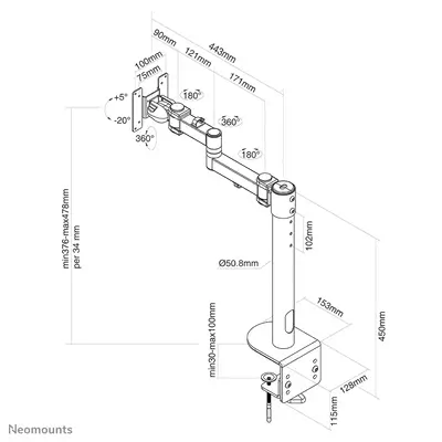 Vente NEOMOUNTS Flat Screen Desk Mount Clamp high capacity Neomounts au meilleur prix - visuel 8