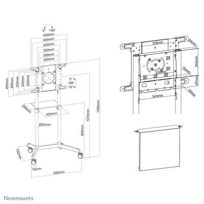 Neomounts NS-M1250WHITE Support au sol pour écran 37-70" - rotatif - Accessoire Vidéoprojecteur - visuel 1