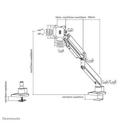Neomounts NM-D775WHITEPLUS Support d'écran à fixer 10-49" - ressort à gaz - Topfix - arrêt 180° - Support Fixe & Mobile - visuel 1