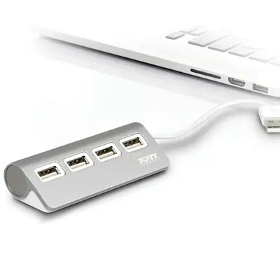 Port Designs 900120 hub & concentrateur USB 2.0 480 Mbit/s Gris, Blanc - Station d'accueil pour portable - visuel 4