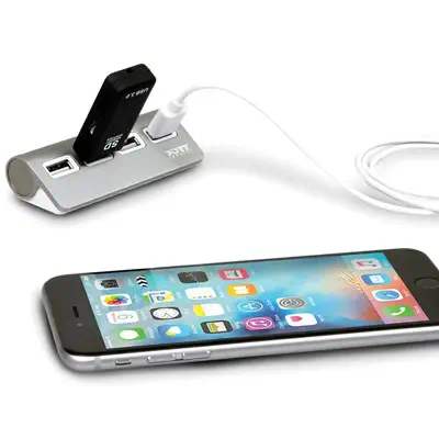 Port Designs 900120 hub & concentrateur USB 2.0 480 Mbit/s Gris, Blanc - Station d'accueil pour portable - visuel 2