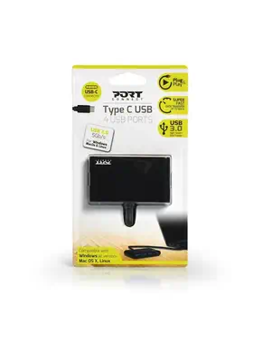 Port Designs 900123 hub & concentrateur USB 3.2 Gen 1 (3.1 Gen 1) Type-C 5000 Mbit/s Noir - Station d'accueil pour portable - visuel 3