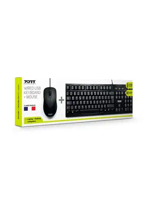 Port Designs 900900 clavier Souris incluse Bureau USB AZERTY Français Noir - Pack Clavier, souris - visuel 5