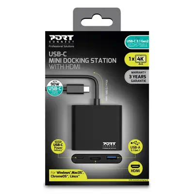 Port Designs Mini station d'accueil mobile 1 X 4K USB-C 3 périphériques 60W - Station d'accueil pour portable - visuel 8